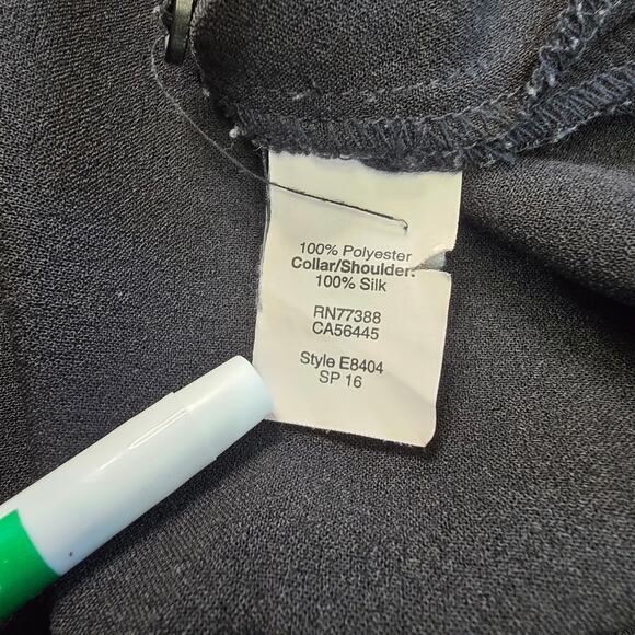 Madewell Black Short Sleeve Button Back Top Women S Silk Trim High Low Crew Neck - Picture 7 of 7